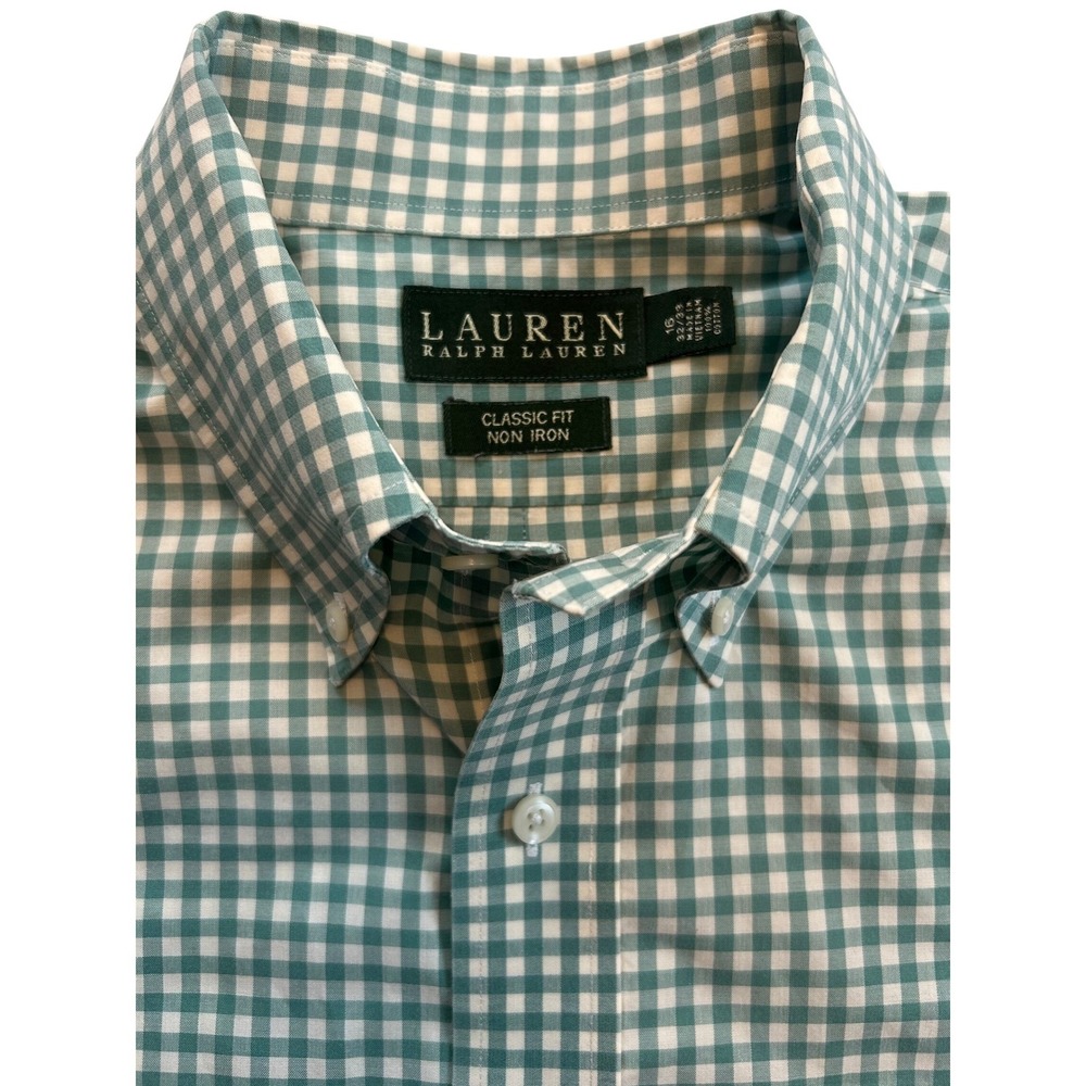 Lauren Ralph Lauren Men Classic Fit Non Iron Gingham Button Down‎ Shirt 16 32/33